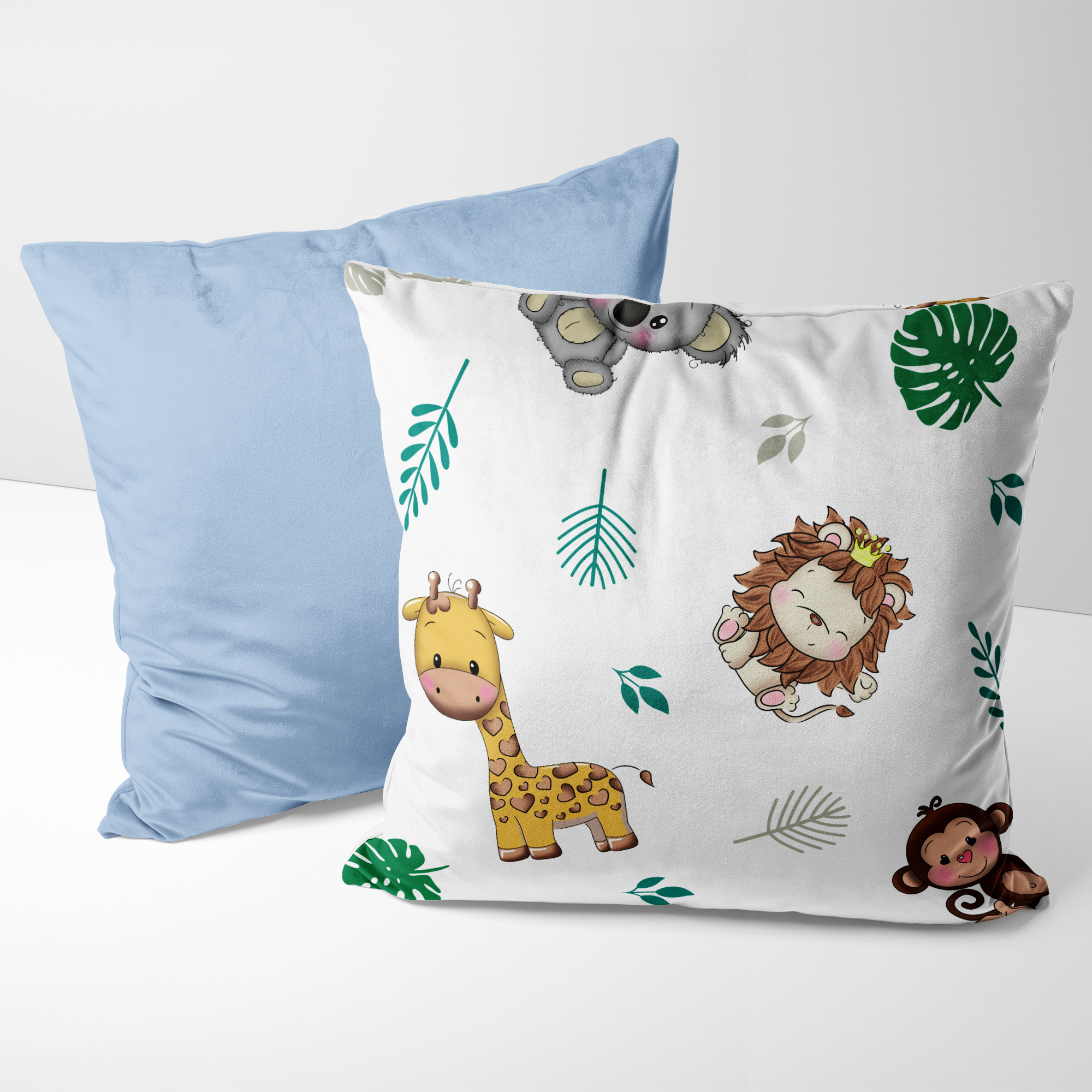 Kit de Almofadas Decorativas - Selva Branco e Azul